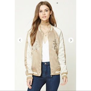NEW! FOREVER 21 Gold Embroidered Satin Jacket